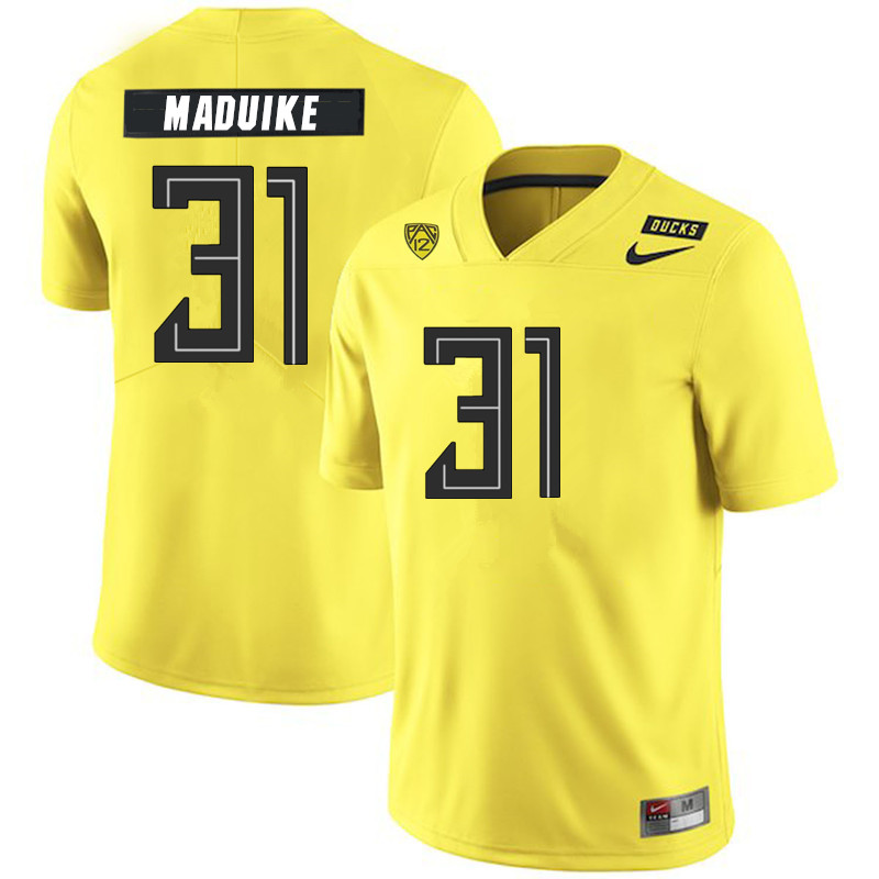 2019 Men #31 KJ Maduike Oregon Ducks College Football Jerseys Sale-Yellow - Click Image to Close